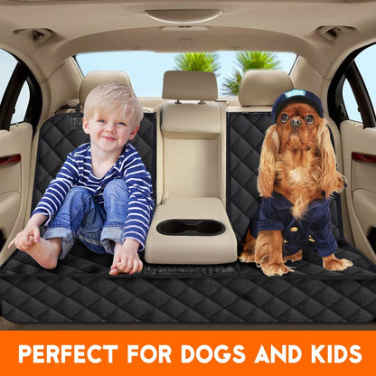 Premium Waterproof Dog Car Seat Cover - Non-Slip Back Seat Protector, Black