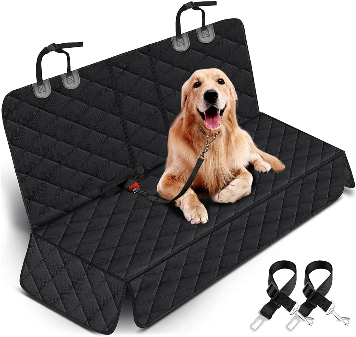 Premium Waterproof Dog Car Seat Cover - Non-Slip Back Seat Protector, Black